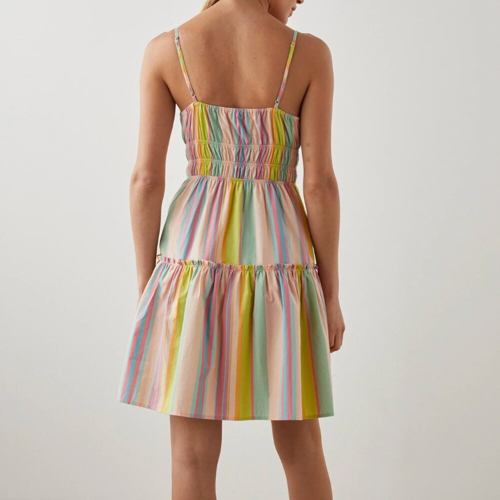 Rails Carmen Guava Stripe Multicolor Smocked Spaghetti Strap Dress Size Small - Picture 2 of 9